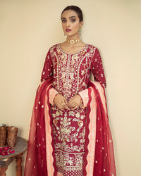 Zareen Embroidered Net 3-Piece Suit D-06